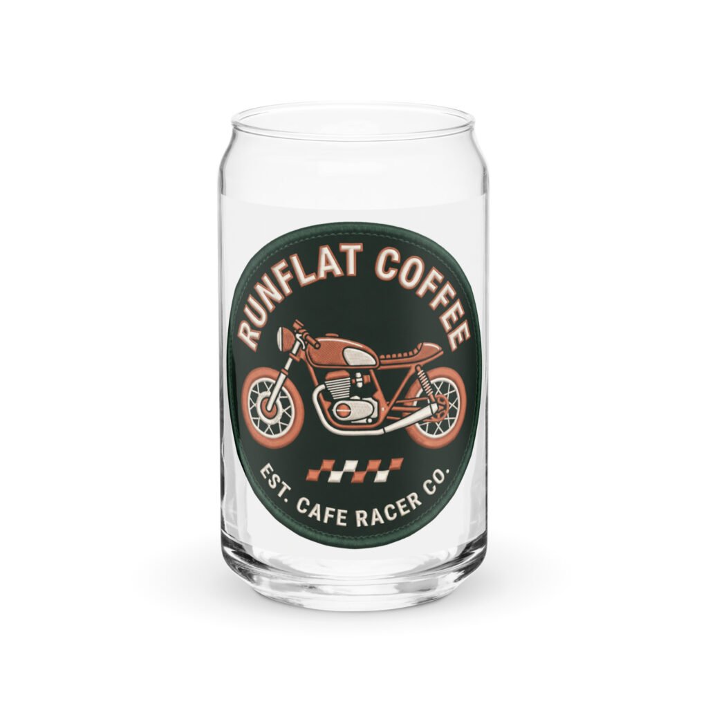 RunFlat Coffee Can-Shaped Glass – Cafe Racer Crest