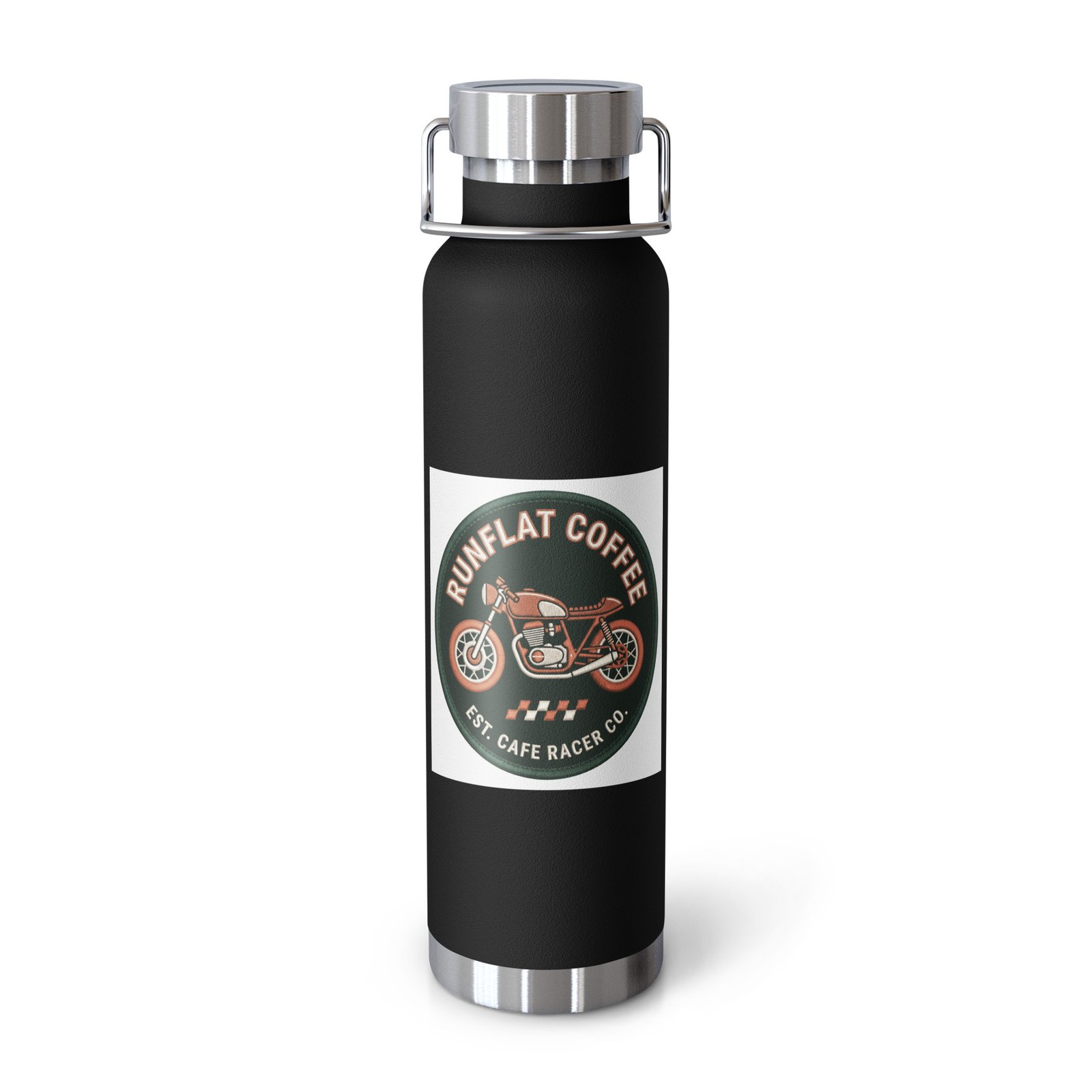 RunFlat Coffee Copper Vacuum Insulated Bottle – Cafe Racer Crest - Image 2