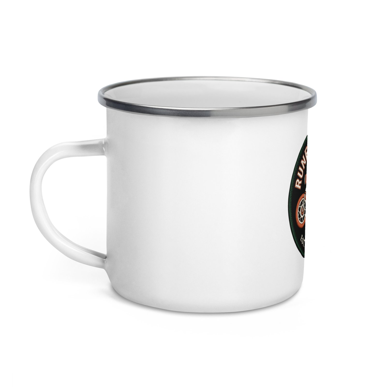 RunFlat Coffee Enamel Mug – Cafe Racer Crest - Image 3
