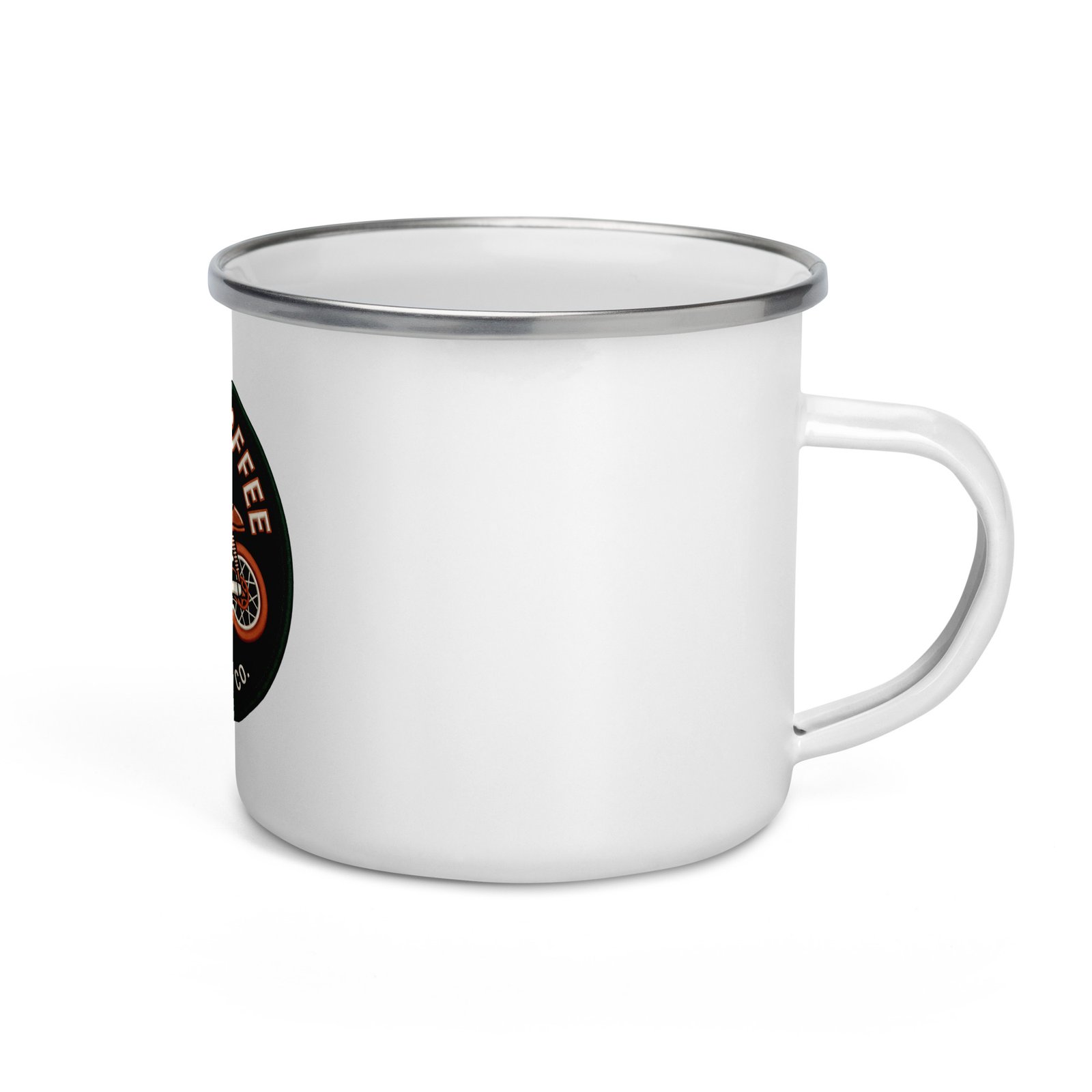RunFlat Coffee Enamel Mug – Cafe Racer Crest - Image 2