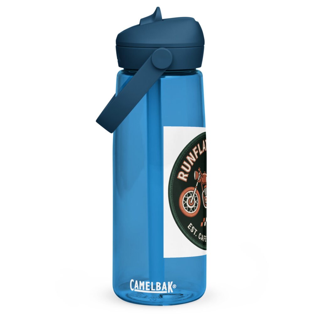 RunFlat Coffee Flip Straw Water Bottle – Cafe Racer Crest