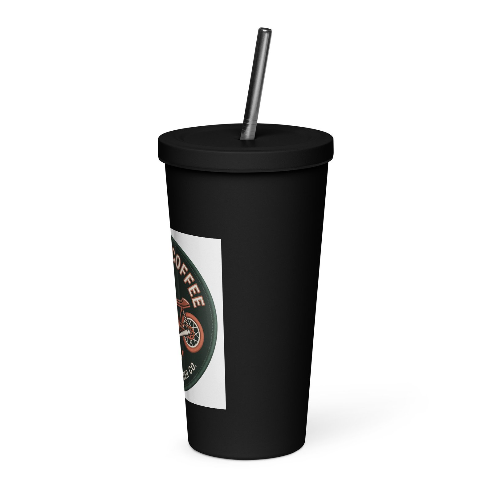 RunFlat Coffee Insulated Tumbler with Straw – Cafe Racer Crest - Image 3