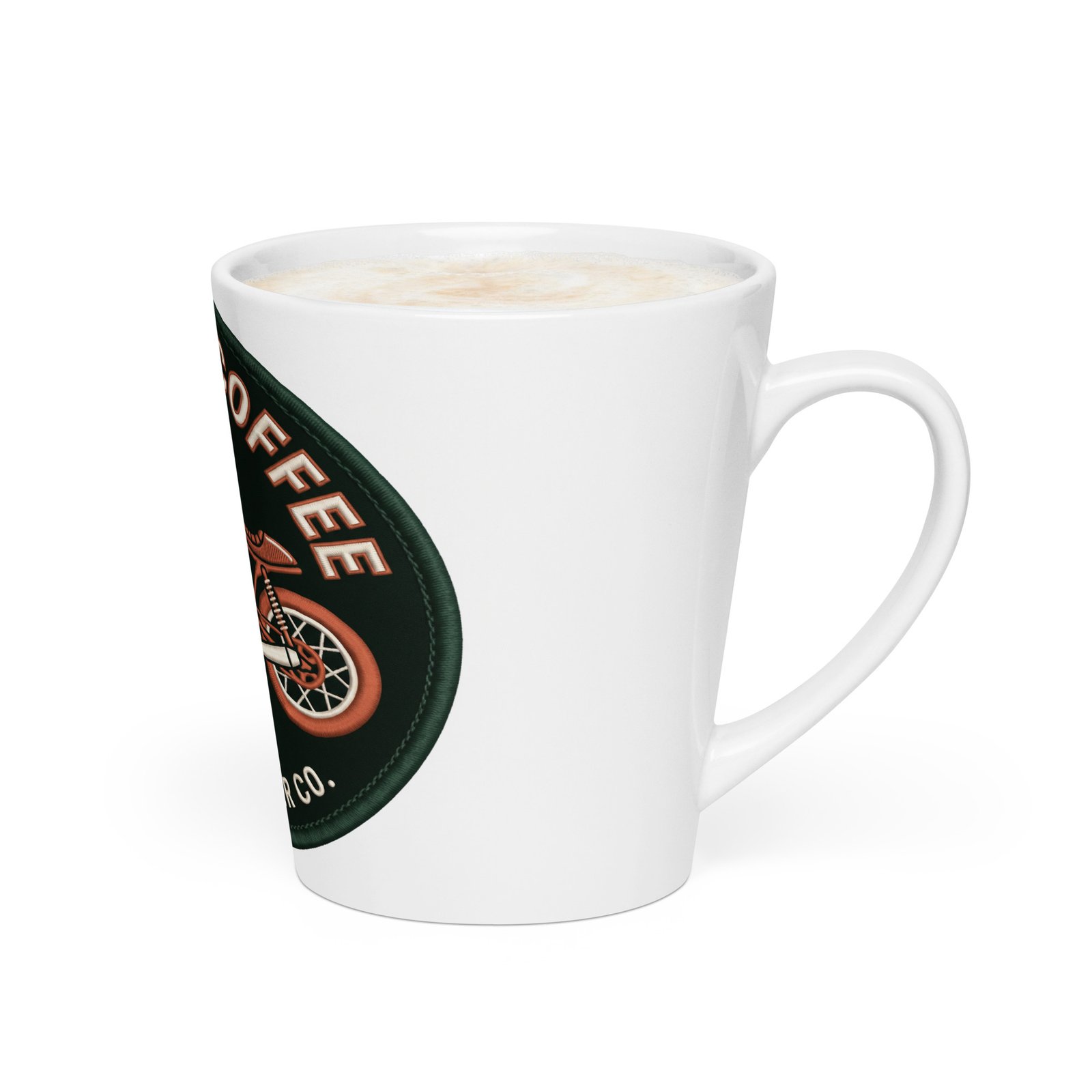 RunFlat Coffee Latte Mug – Cafe Racer Crest