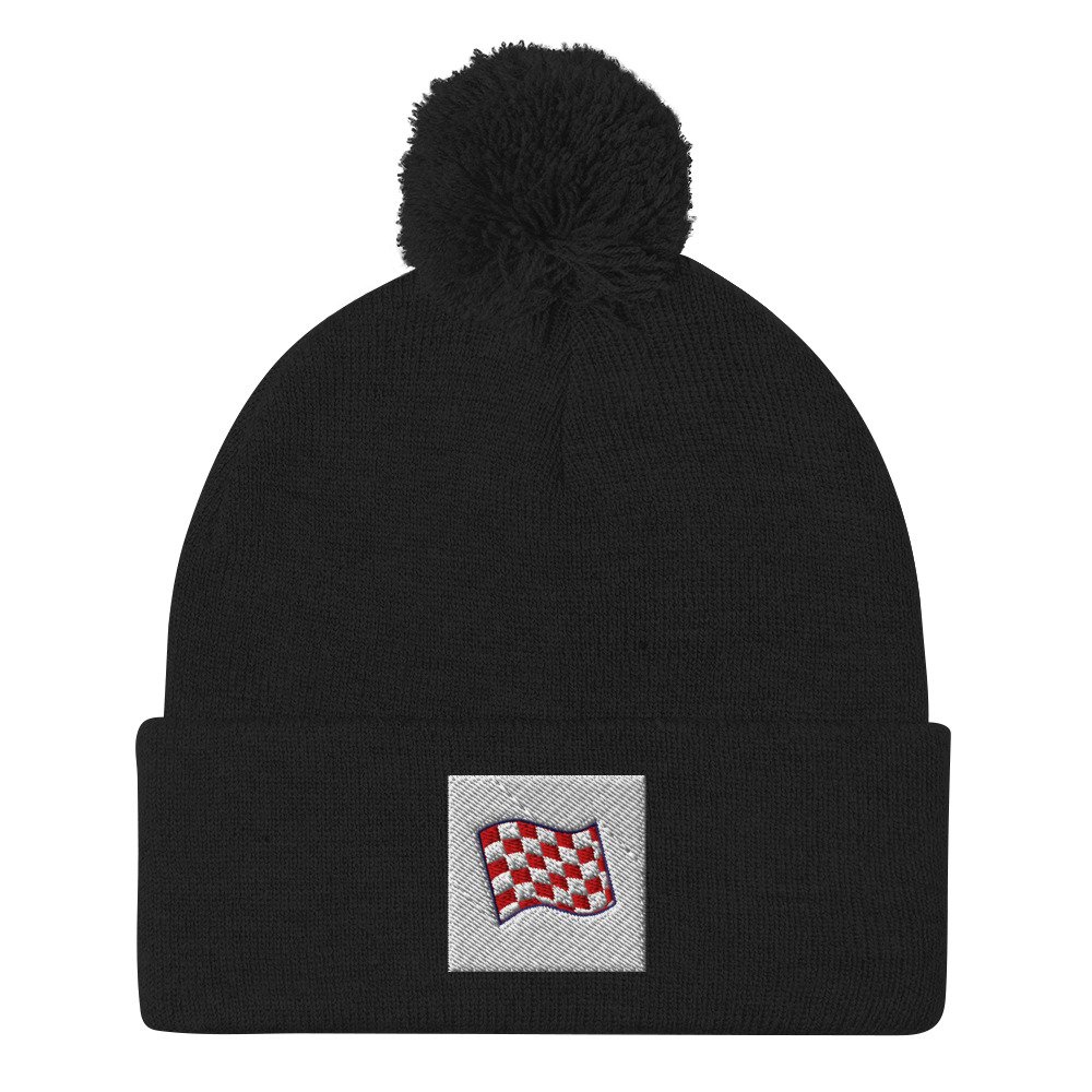 Checkered Pom Beanie