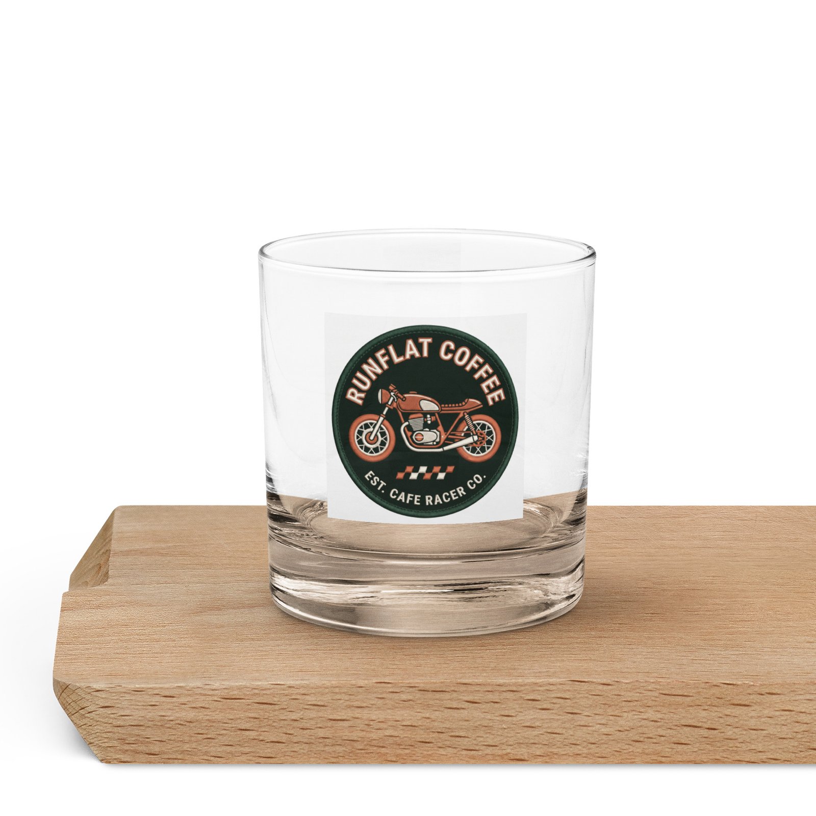 RunFlat Coffee Rocks Glass – Cafe Racer Crest - Image 2