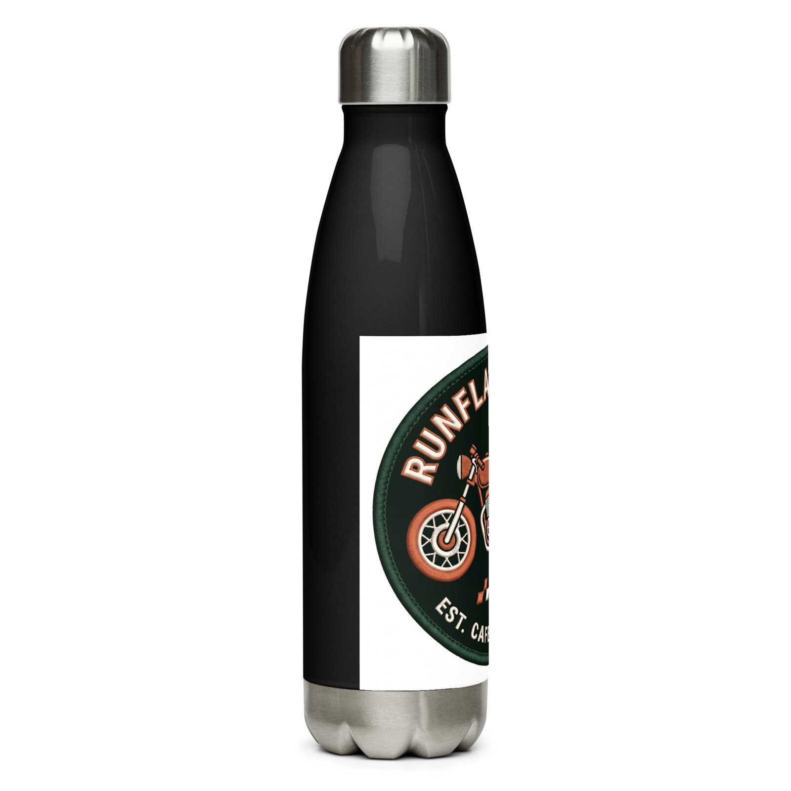 RunFlat Coffee Stainless Steel Water Bottle – Cafe Racer Crest - Image 2