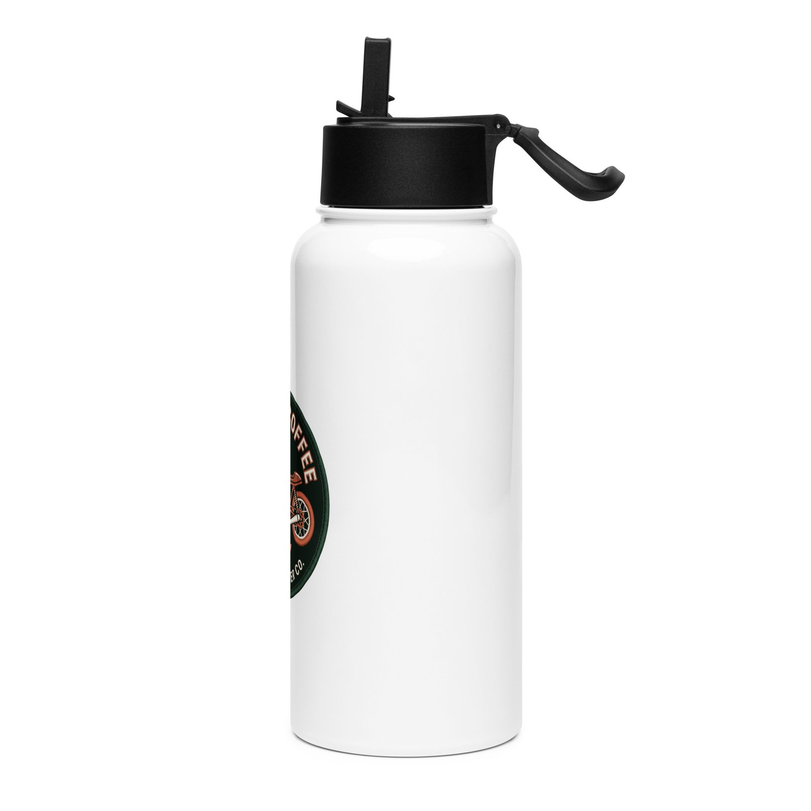 RunFlat Coffee Stainless Steel Water Bottle with Straw Lid – Cafe Racer Crest - Image 3