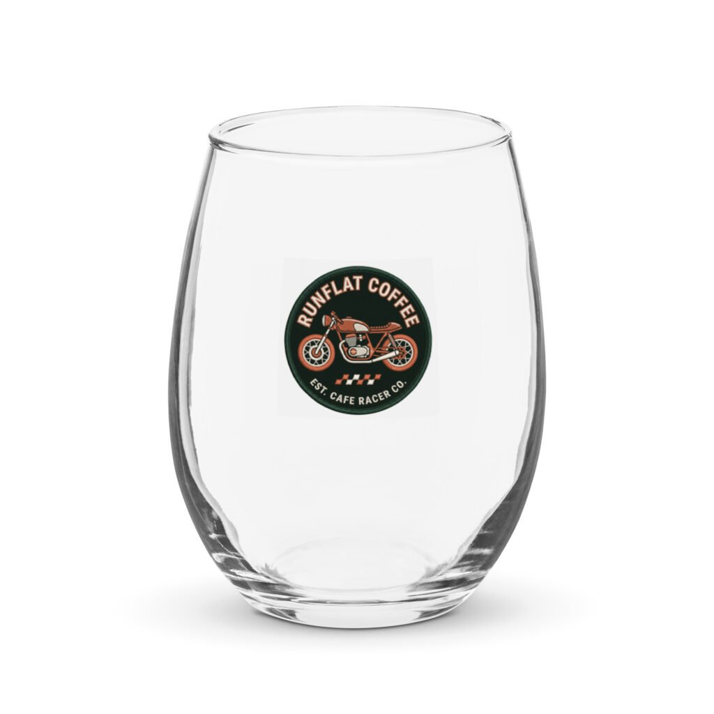 RunFlat Coffee Stemless Wine Glass – Cafe Racer Crest