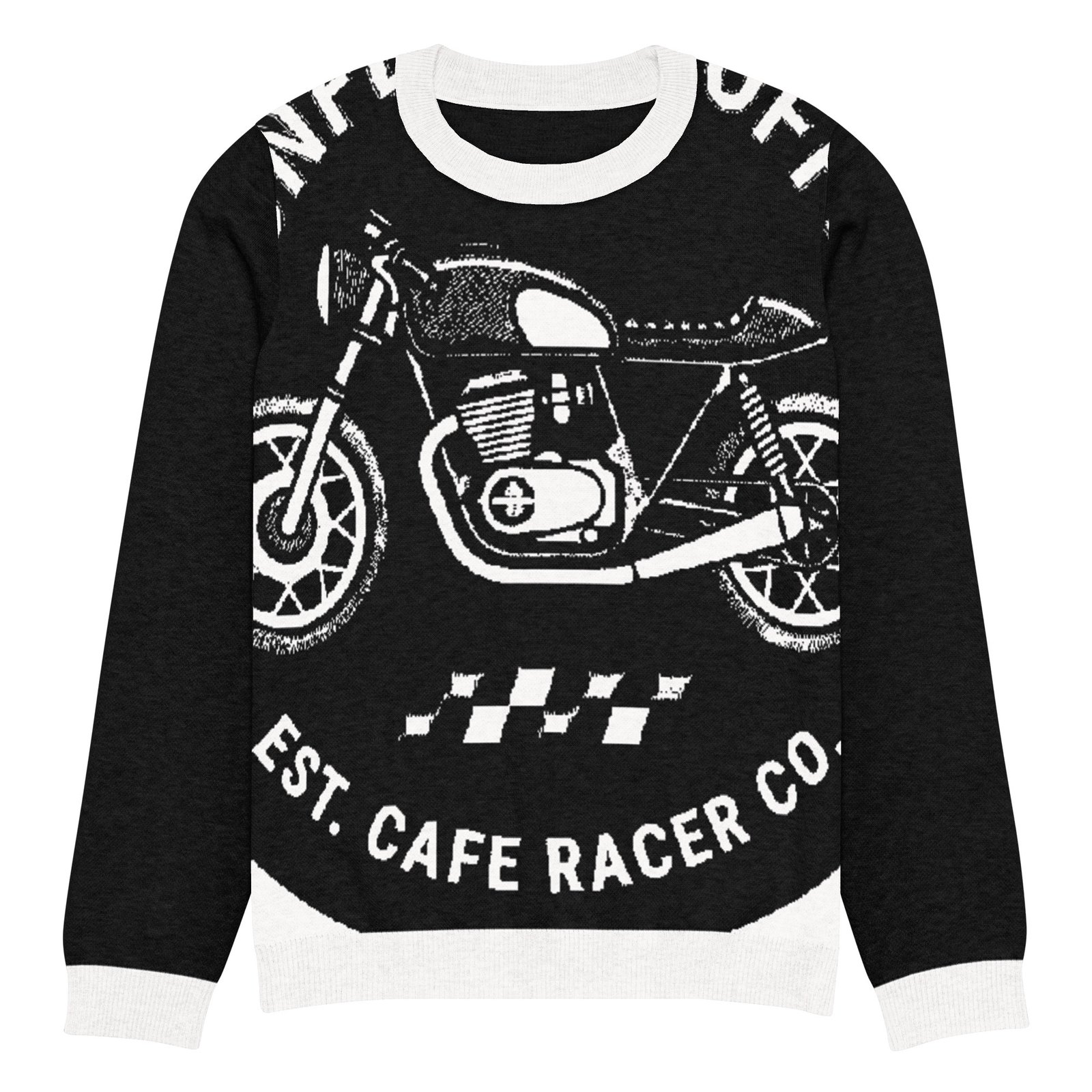 RunFlat Coffee Knitted Crewneck Sweater – Cafe Racer Crest - Image 15
