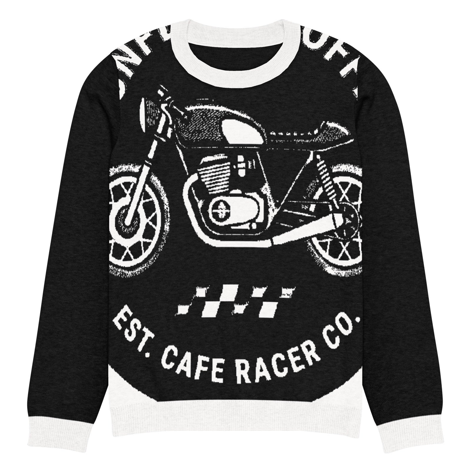 RunFlat Coffee Knitted Crewneck Sweater – Cafe Racer Crest - Image 17