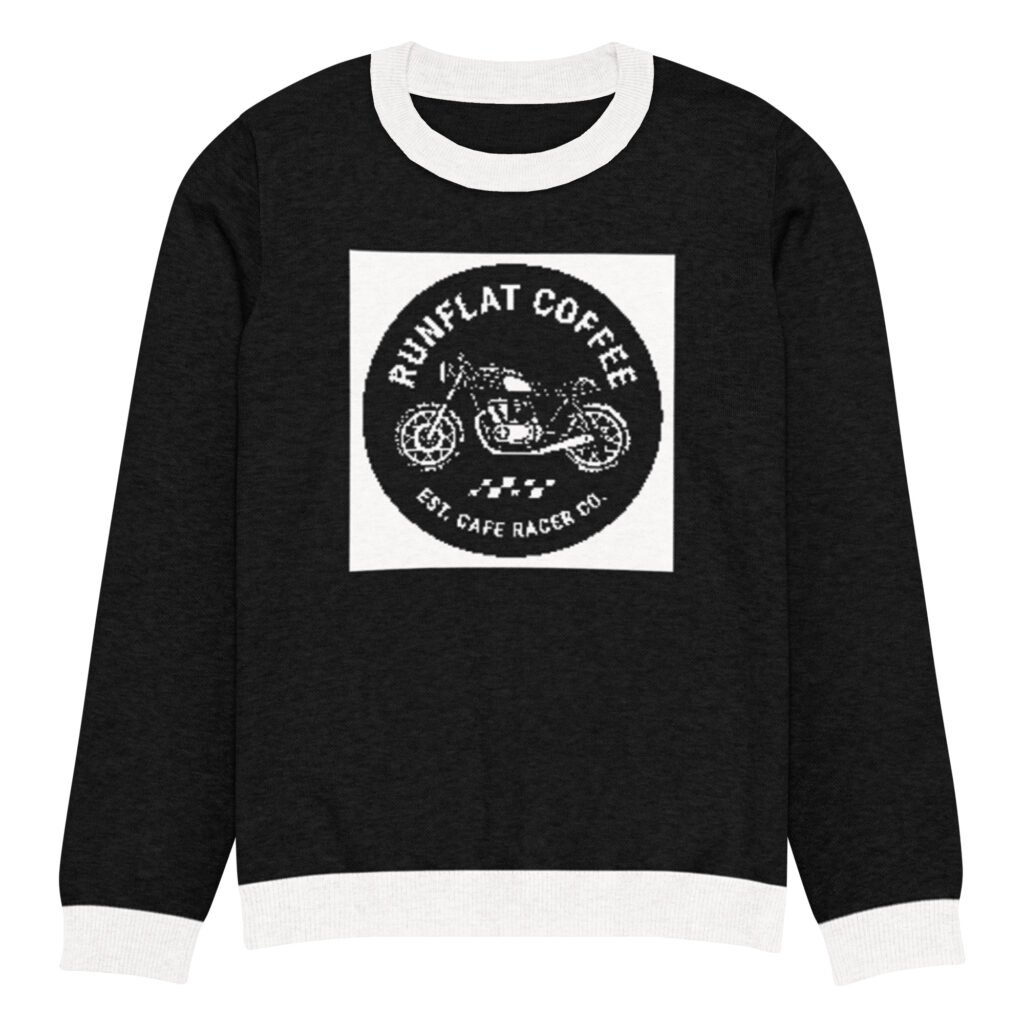 RunFlat Coffee Knitted Crewneck Sweater – Cafe Racer Crest