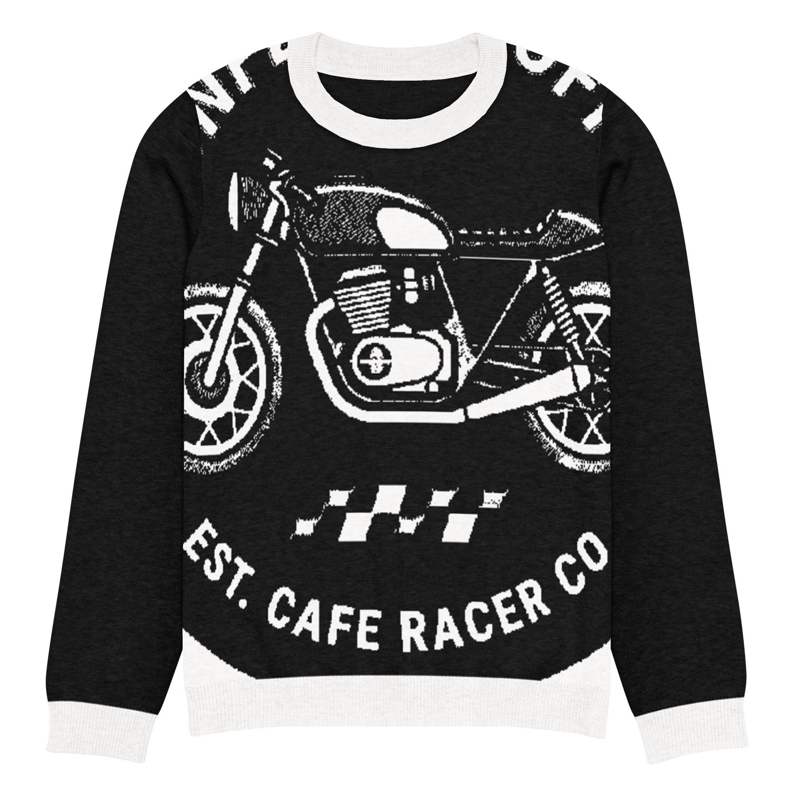 RunFlat Coffee Knitted Crewneck Sweater – Cafe Racer Crest - Image 11