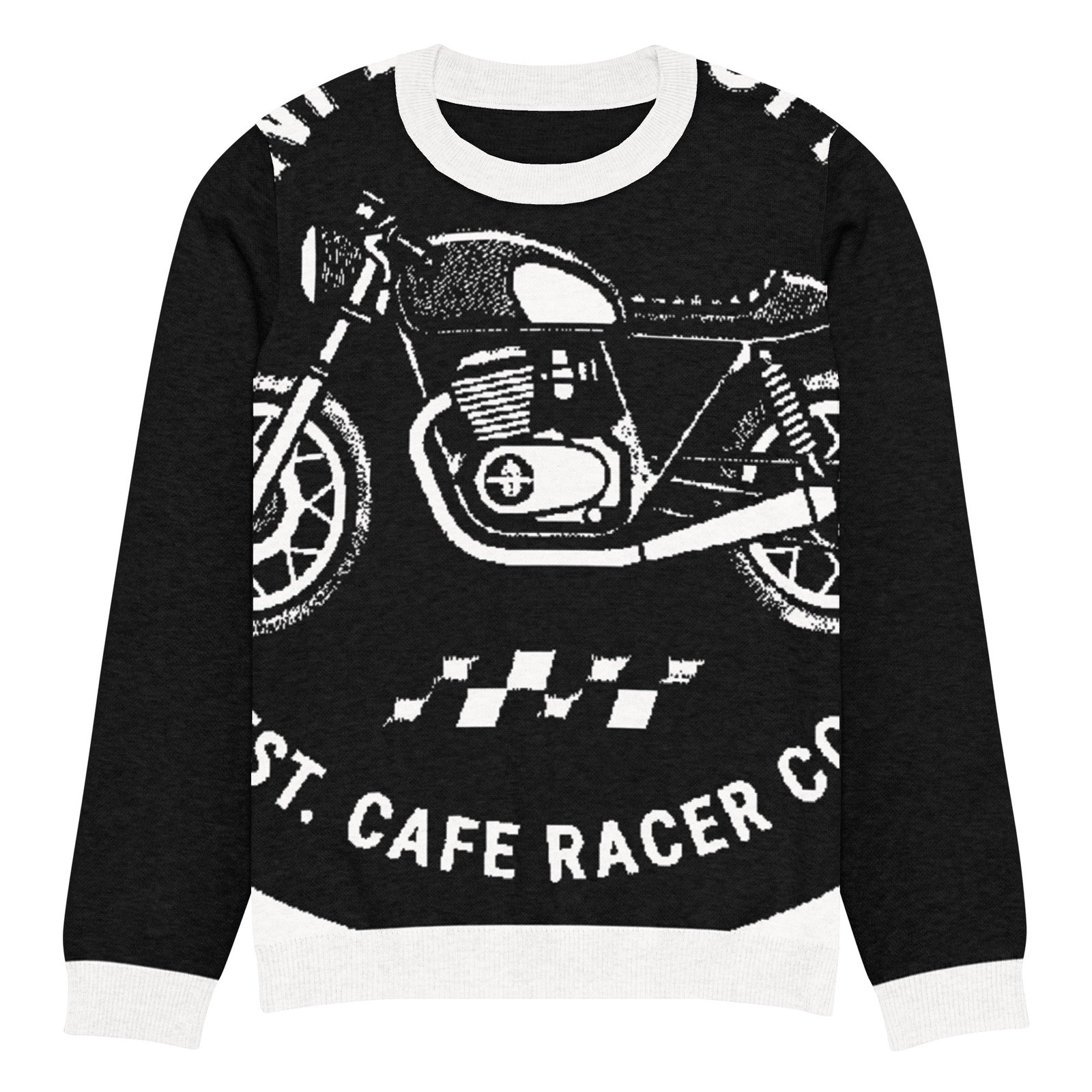 RunFlat Coffee Knitted Crewneck Sweater – Cafe Racer Crest - Image 9