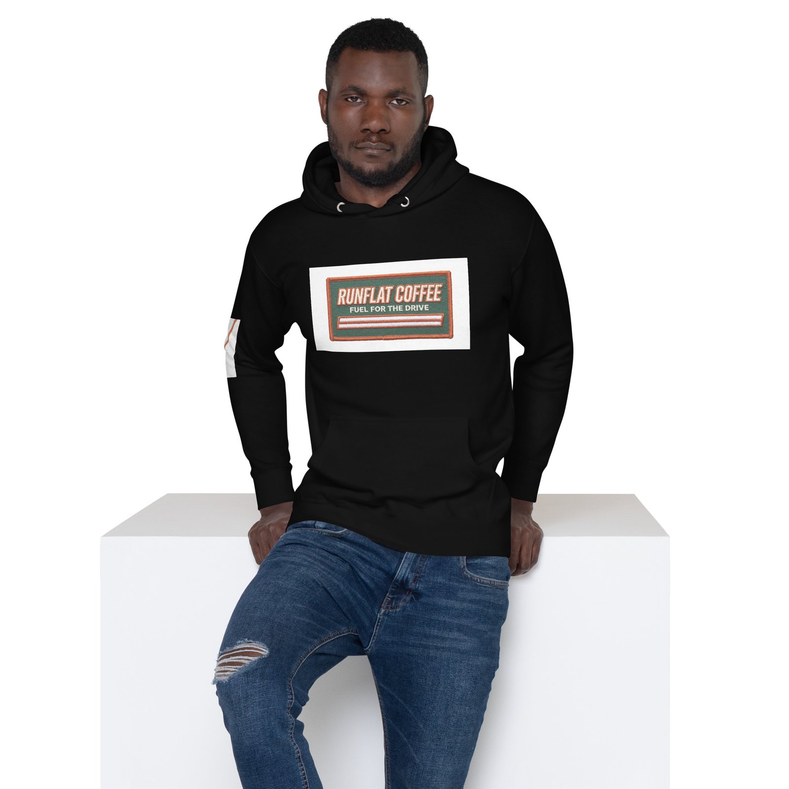 RunFlat Coffee Premium Pullover Hoodie – Cafe Racer Stripe